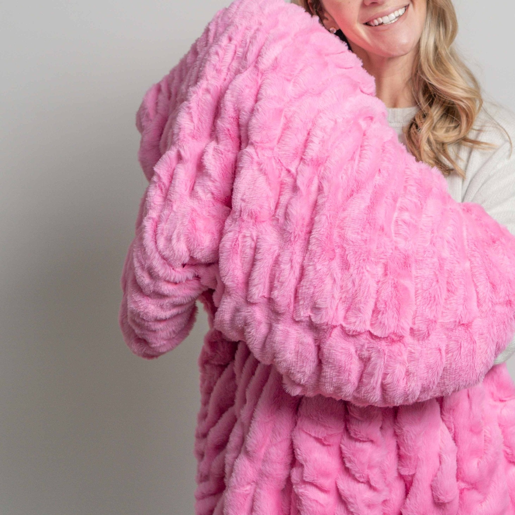 Ripple Faux Fur Blanket - Hot Pink - Sunday Blankets