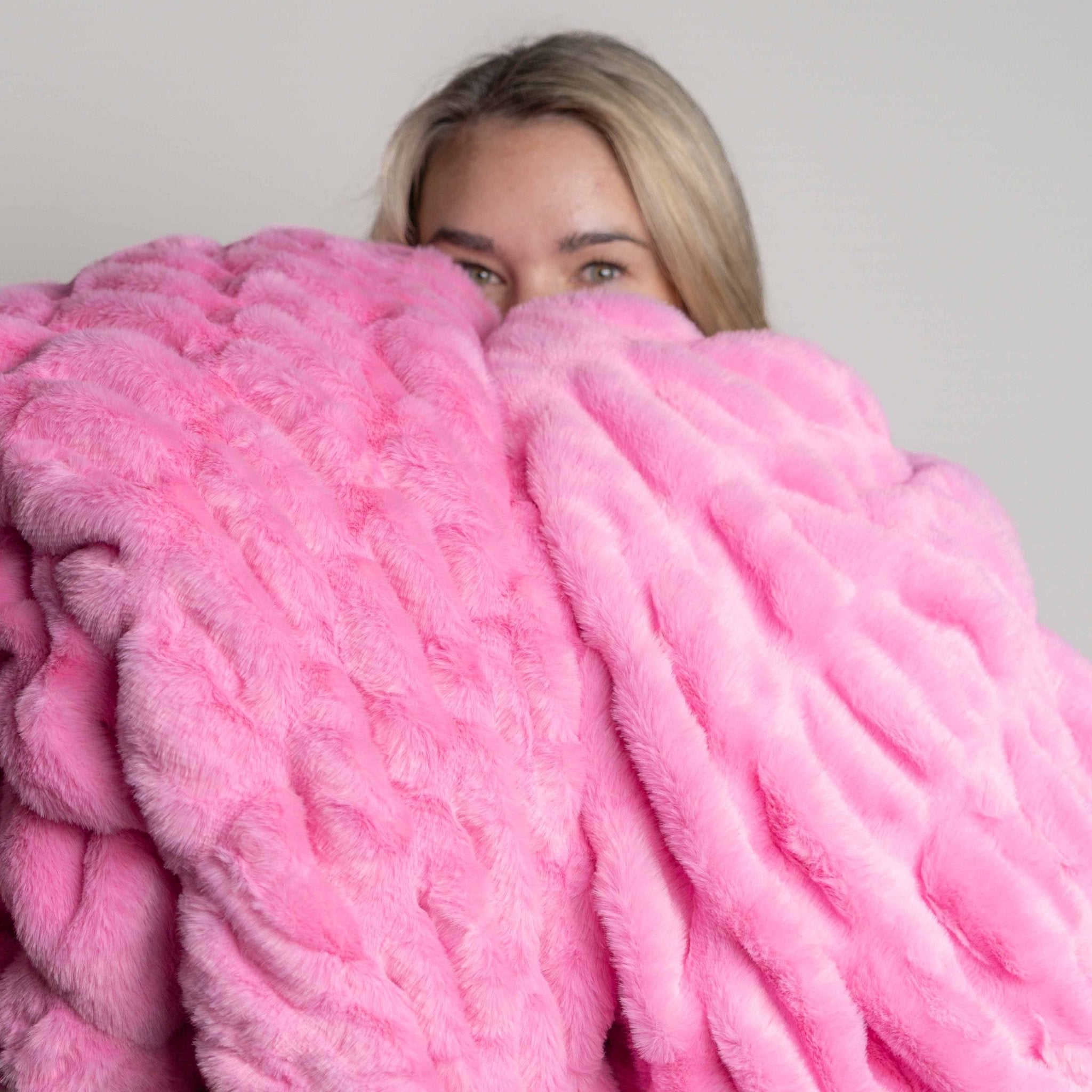 Ripple Faux Fur Blanket - Hot Pink - Sunday Blankets